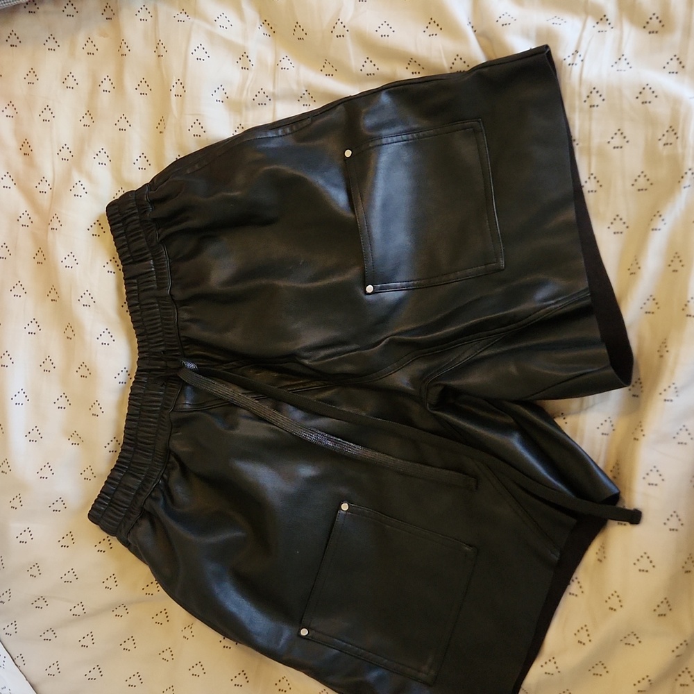 FashionNova Black Leather Shorts